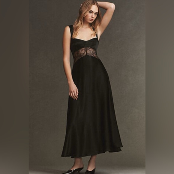 Anthropologie Dresses & Skirts - BHLDN Sweetheart Silky Satin Lace Cutout A-Line Gown